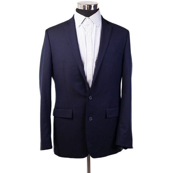 Mens Ryan Seacrest Blue Blazer Sport Coat Sport Jacket Wool 40L Men Button Suits - Picture 2 of 13